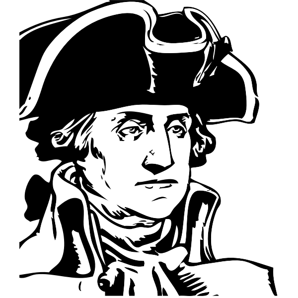 George Washington black and white profile vector illustration