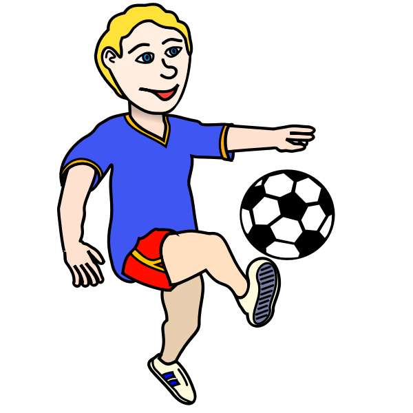 Boy playing soccer vector image | Free SVG