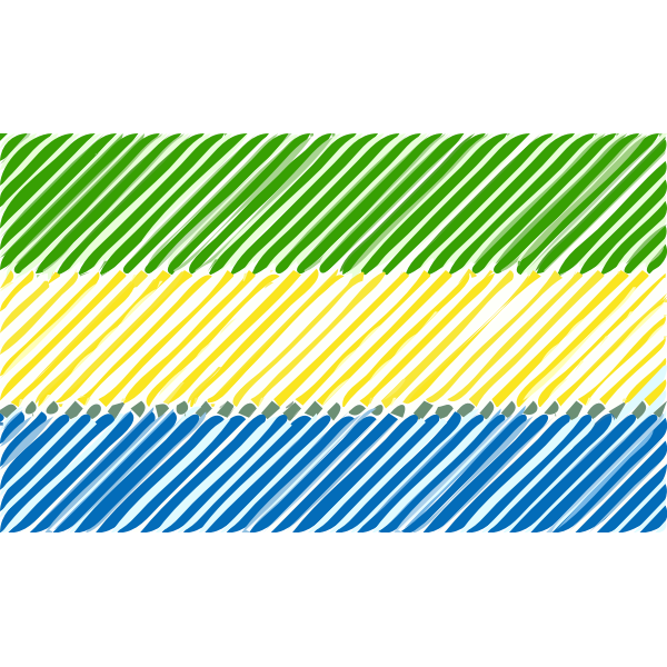Gabon flag scribble lines