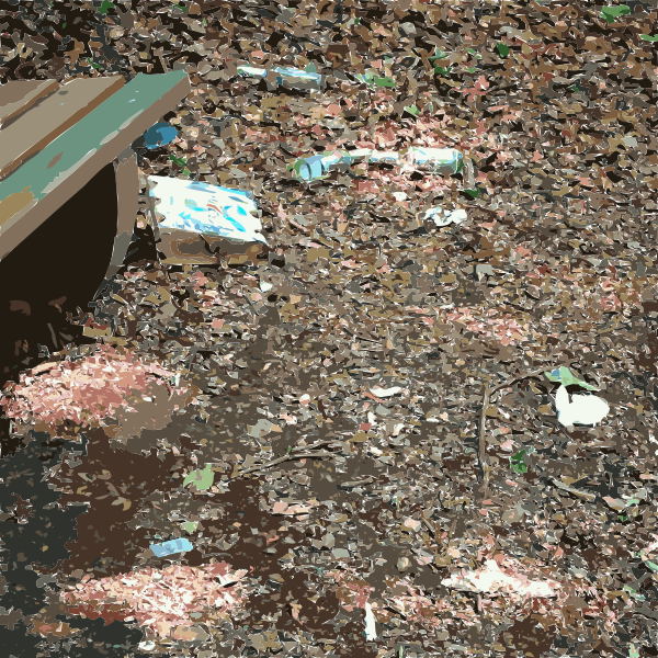 Garbage around a forest bench 2015071515
