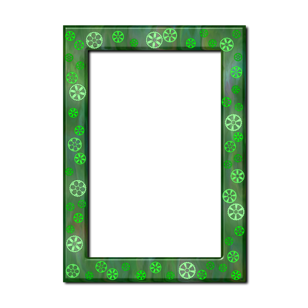 Green frame with cogs
