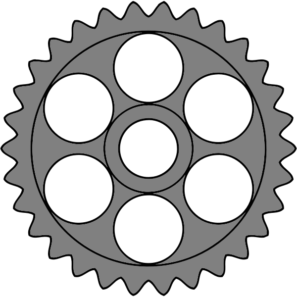 Thirty-tooth gear with circular holes