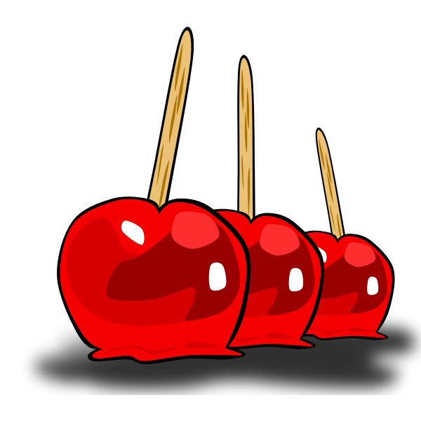 Candied apples on sticks vector graphics