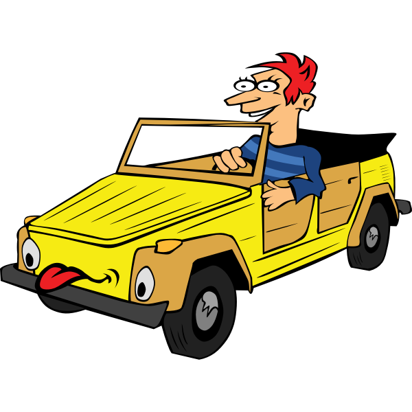 Boy Driving Car Cartoon | Free SVG
