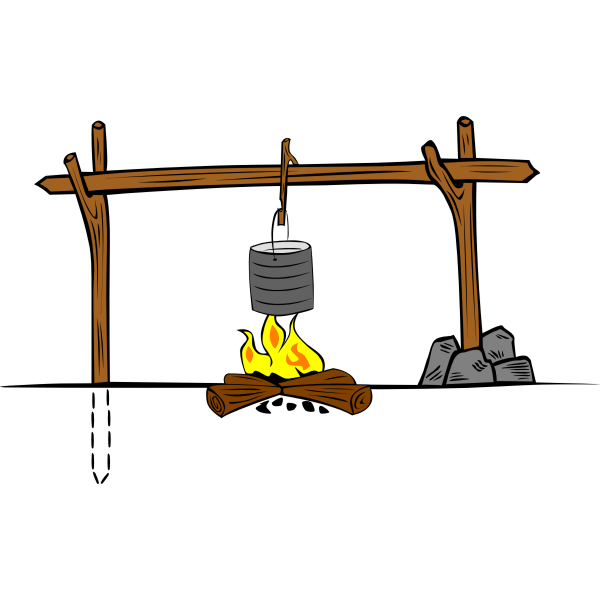 Wooden camp cooking crane vector graphics