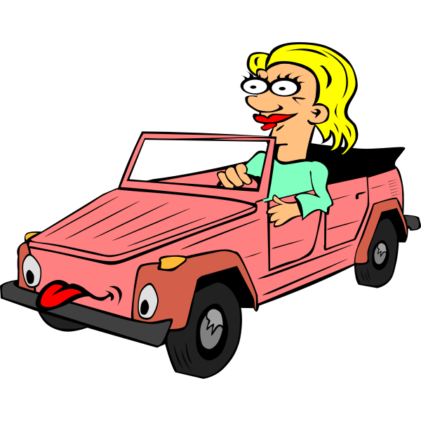 Girl Driving Car Cartoon | Free SVG