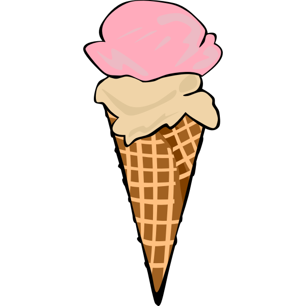 Color vector illustration of two ice cream scoops in a cone Free SVG