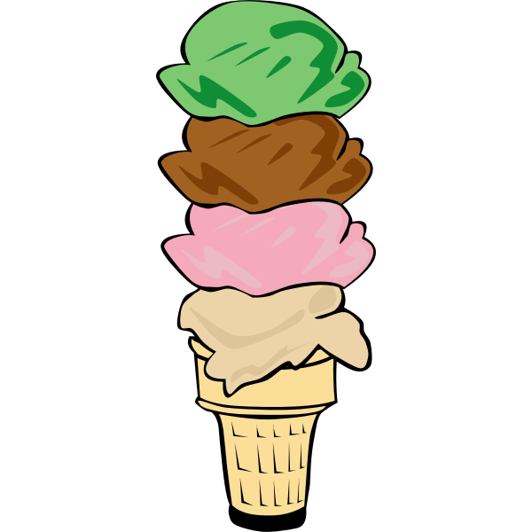 Download Color vector image of four ice cream scoops in a half-cone ...