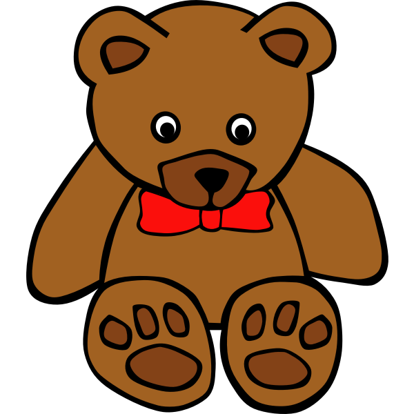 Simple teddy bear with bow tie vector illustration | Free SVG