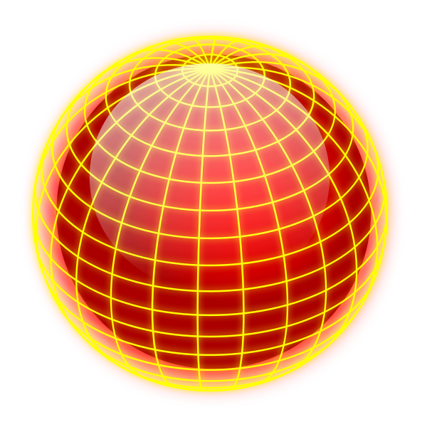 Vector drawing of orange and yellow wired globe