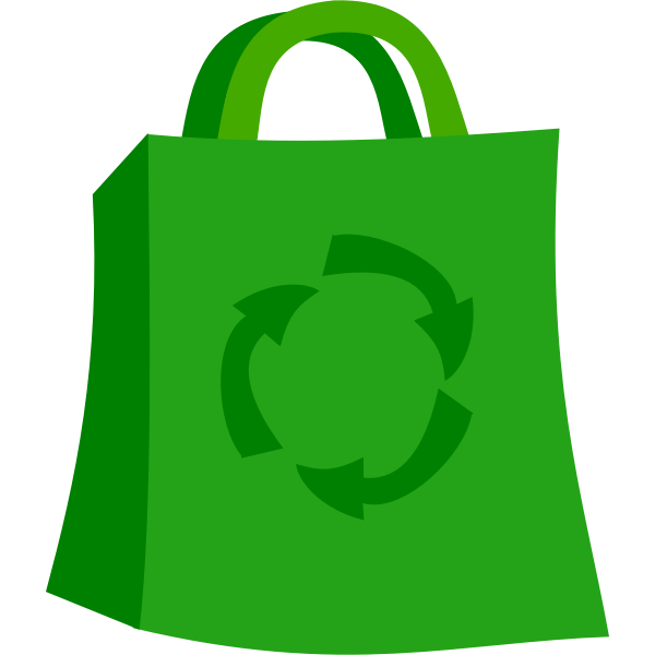 Green shopping bag vector icon
