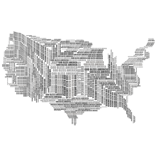 God Bless America Map Grayscale