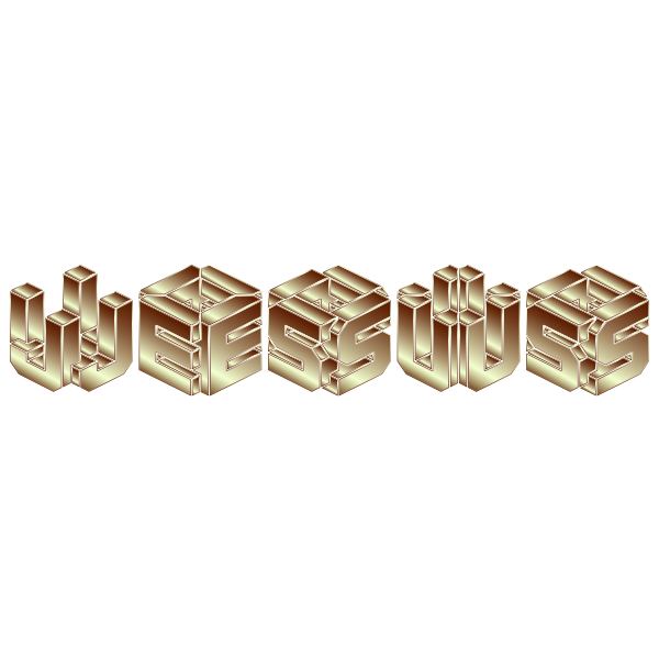 Gold 3D Isometric Jesus Typography 2 No Background