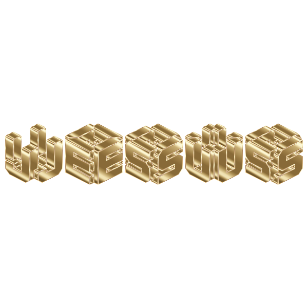 Gold 3D Isometric Jesus Typography No Background
