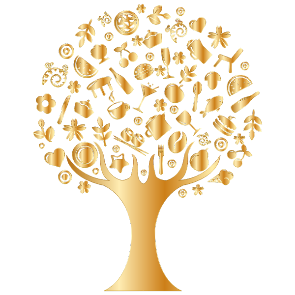 Gold Abstract Tree No Background