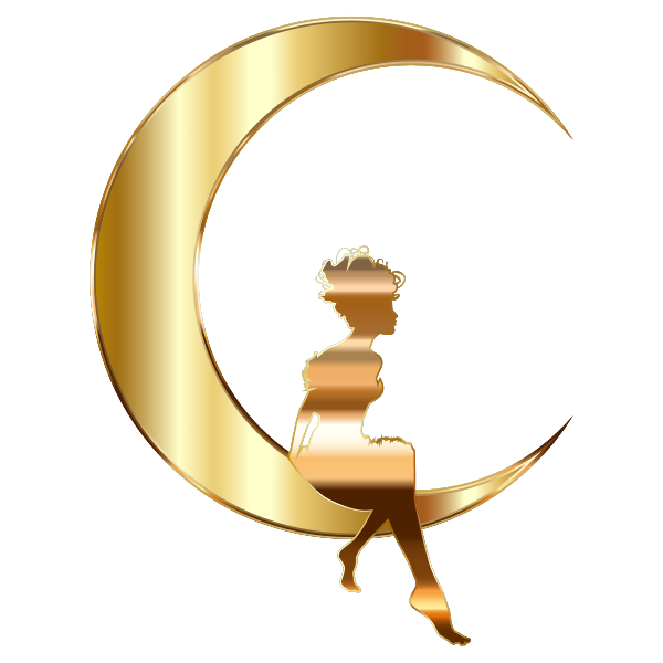 Gold Fairy Sitting On Crescent Moon No Background