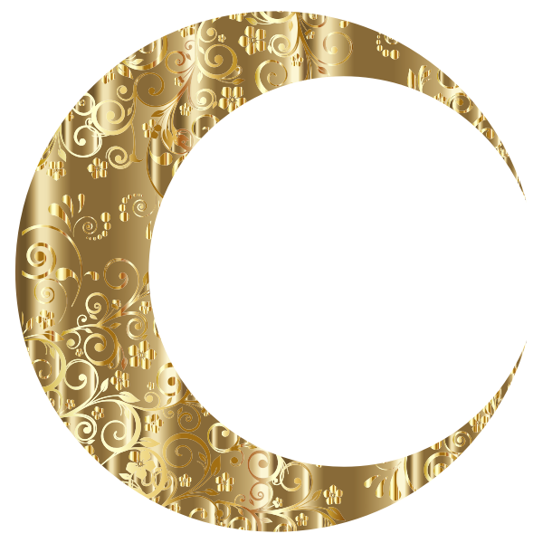 Download Gold Floral Crescent Moon Mark II | Free SVG