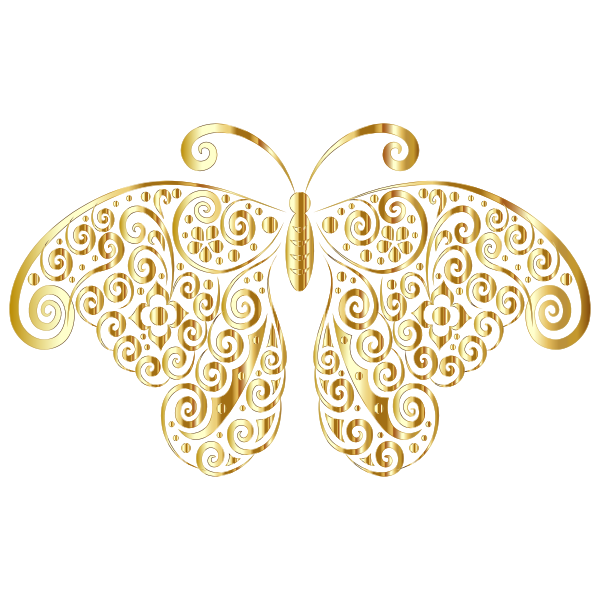 Download Gold Floral Flourish Butterfly Silhouette No Background ...
