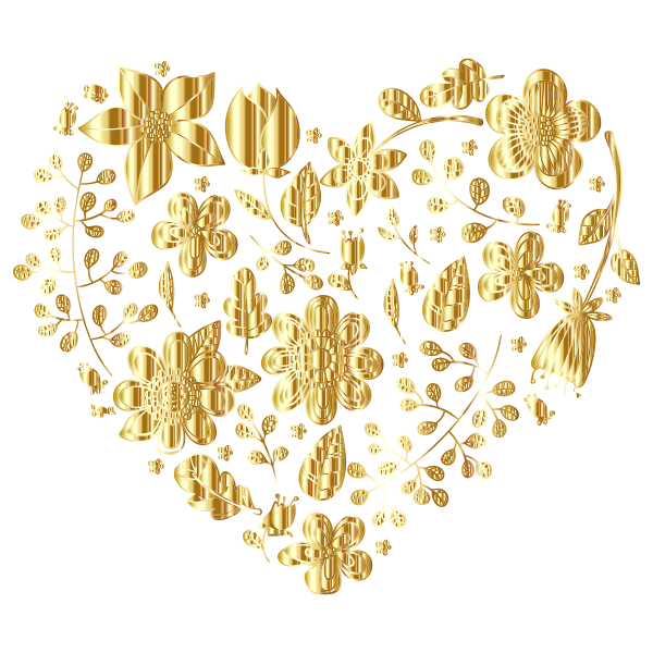 Gold Floral Heart No Background
