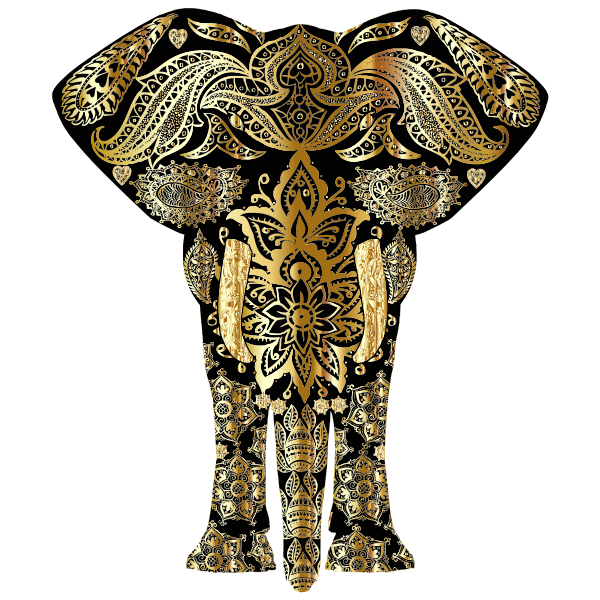 Gold Floral Pattern Elephant
