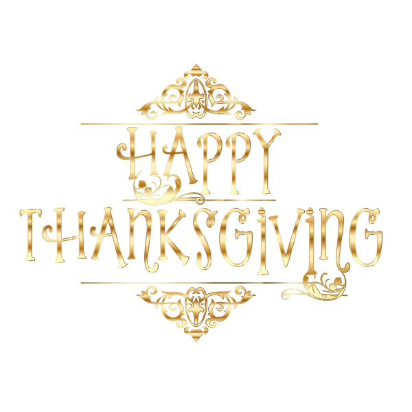 Gold Happy Thanksgiving Typography No Background