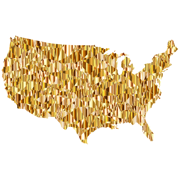 Gold Low Poly America USA Map