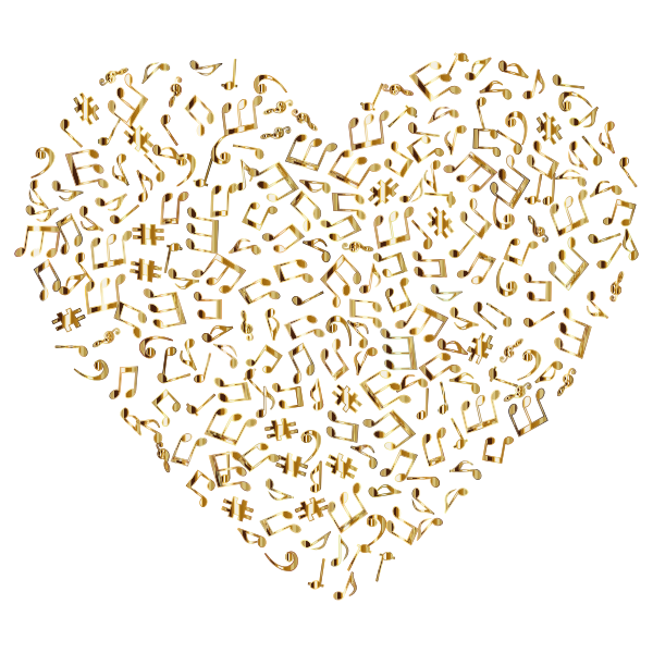 Gold Musical Heart 4 2 No Background