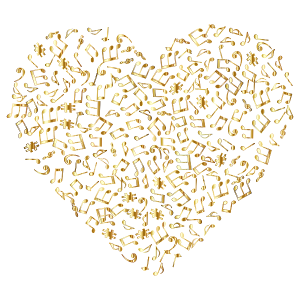 Gold Musical Heart 4 No Background