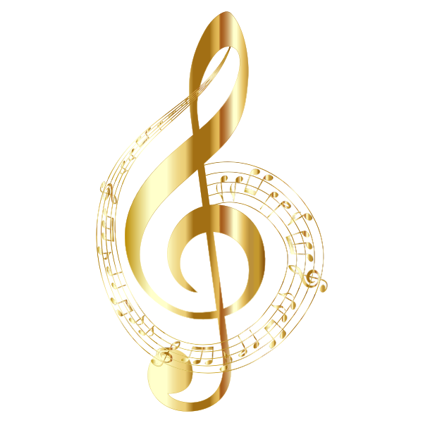 Gold Musical Notes Typography No Background