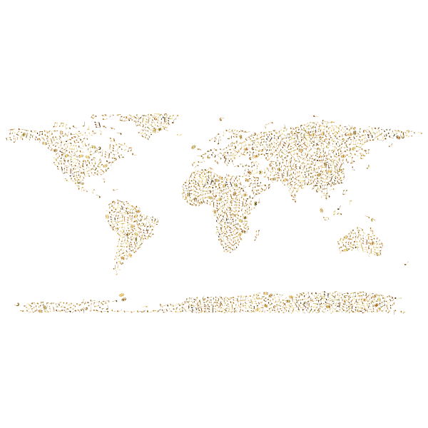 Gold Musical World Map No Background