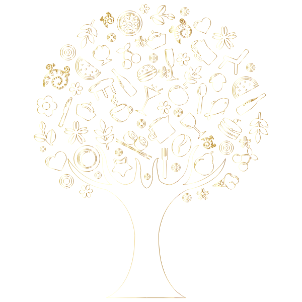 Gold Outline Abstract Tree No Background