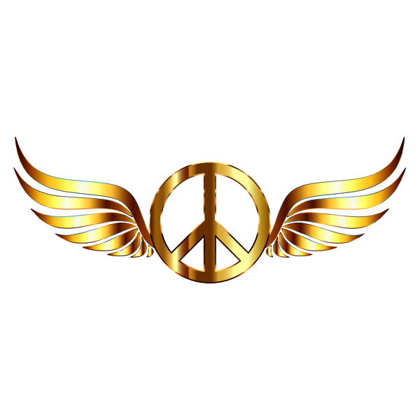 Gold Peace Sign Wings Enhanced Contrast No Background ...