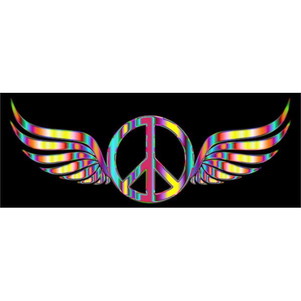 Gold Peace Sign Wings Psychedelic