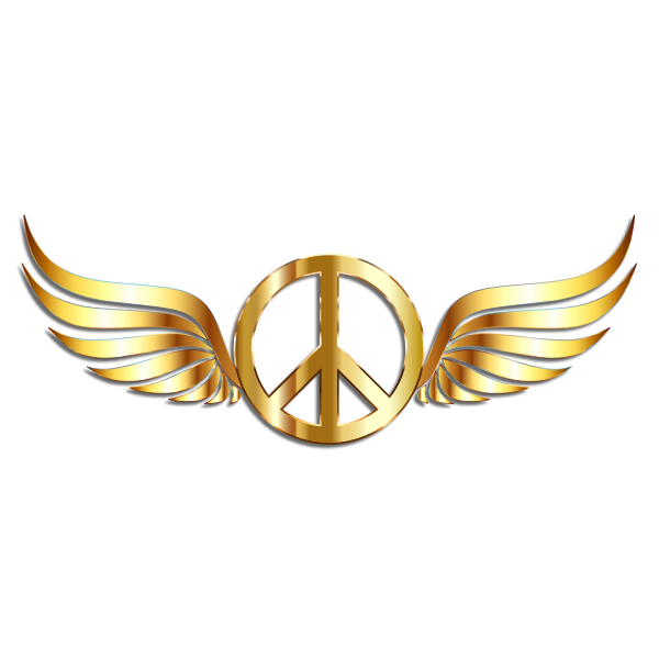 Gold Peace Sign Wings With Drop Shadow