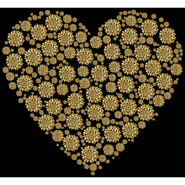 Gold Petals Heart With Background