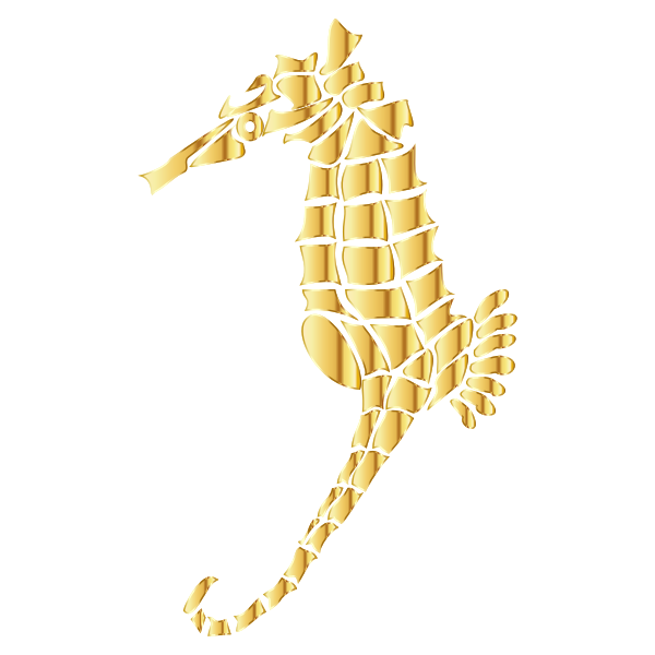 Gold Stylized Seahorse Silhouette No Background