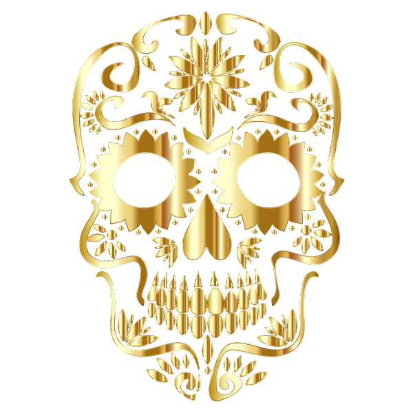 Gold Sugar Skull Silhouette No Background