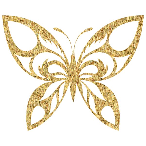 Gold Tiled Tribal Butterfly Silhouette Variation 2 No Background