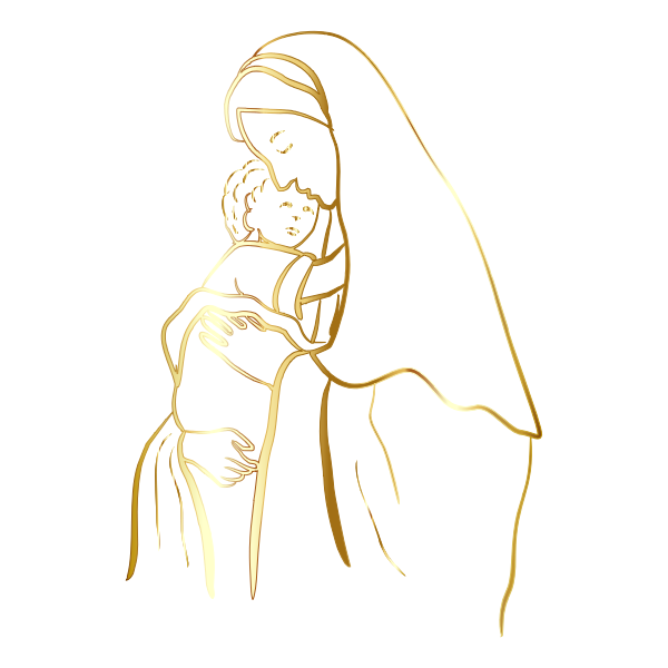 Gold Virgin Mary And Baby Jesus No Background Free Svg