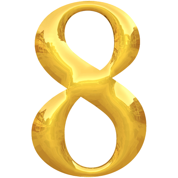 Gold typography number 8 - Free SVG