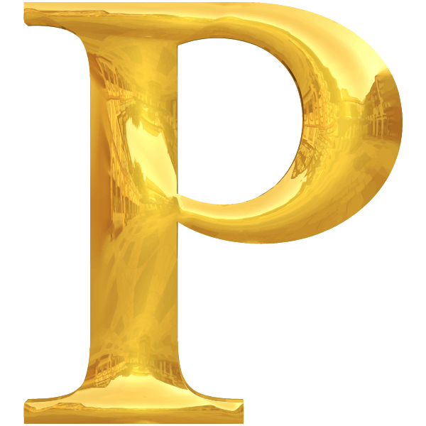 Golden letter P - Free SVG