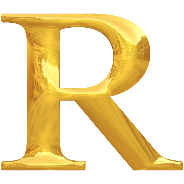 Gold typography R