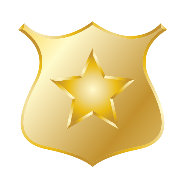 Gold police badge vector drawing | Free SVG