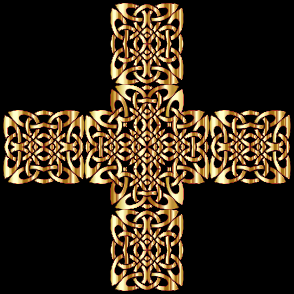 Golden Celtic knot in cross