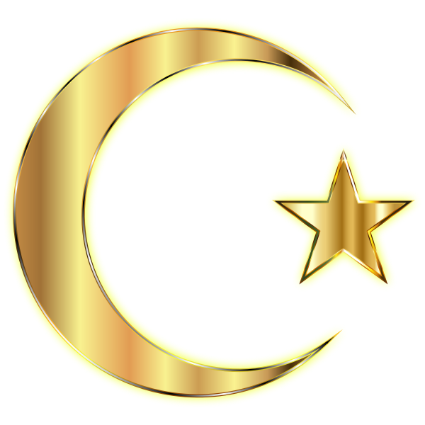 Golden Crescent Moon And Star Enhanced Without Background Free Svg