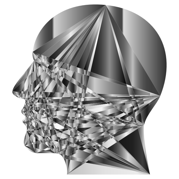 Grayscale Geometric Man Head