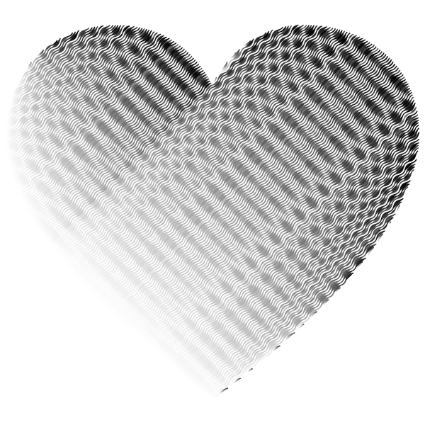 Grayscale Wavy Heart No Background