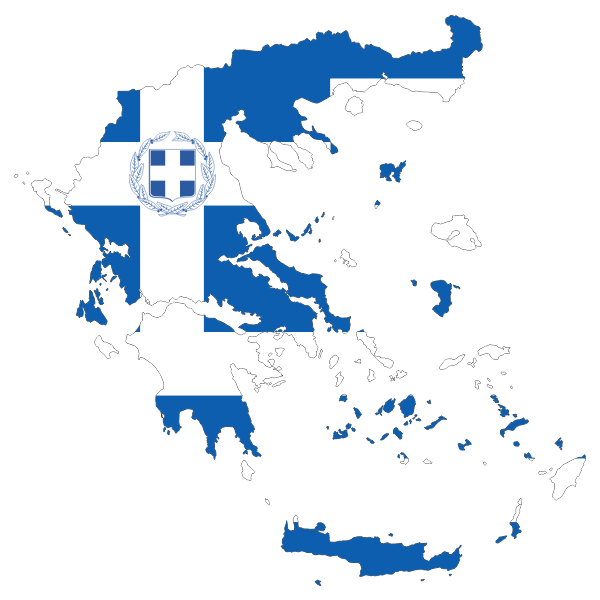 Greece Map Flag With Stroke And Coat Of Arms