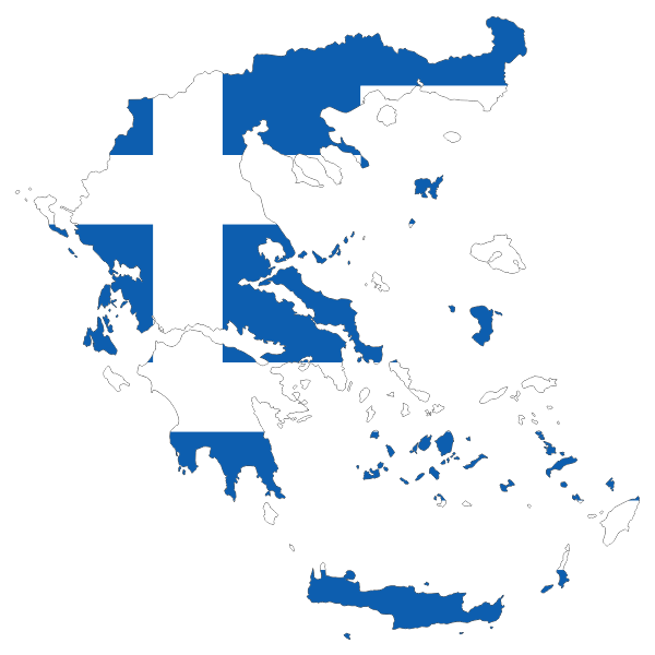 Greece Map Flag With Stroke