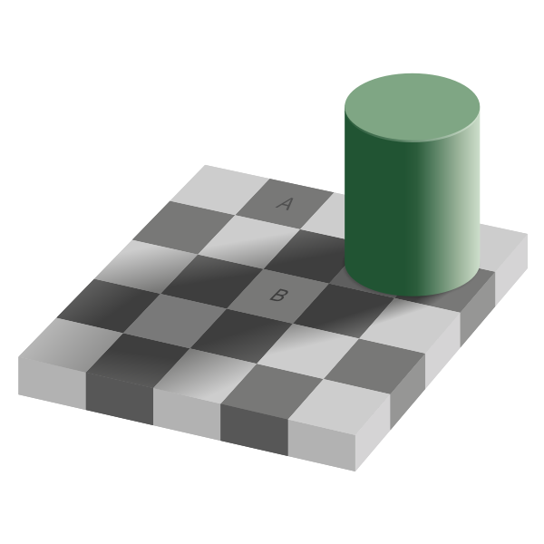 Optical illusion with checkerboard